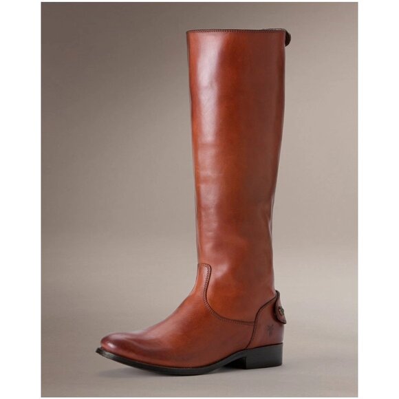 Frye Shoes - $400 FRYE MELISSA BUTTON BACK ZIP LEATHER BOOTS EXTENDED CALF COGNAC 6 (MG31)